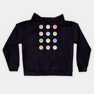 Pastel colorful smiley face sticker set Kids Hoodie